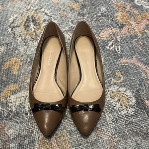 Size 8 Franco Sarto Dress Shoes with Black Bow accent and small wedge